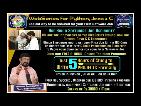 WebSeries Technology to Master Python,Java or C JustWithin 100Days-FREE Training-Link in Description